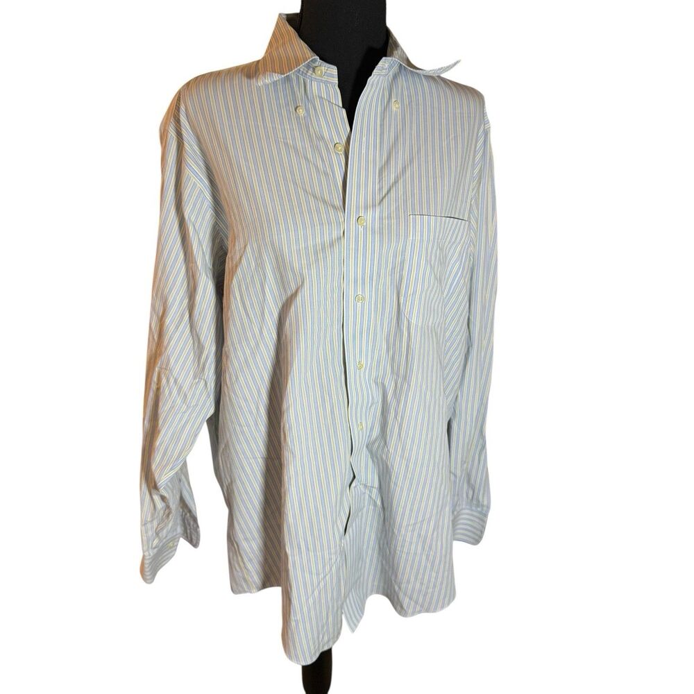 Brooks Brothers Shirt Mens 15.5-34 Traditional Fit Dress Button Up Blue Yellow